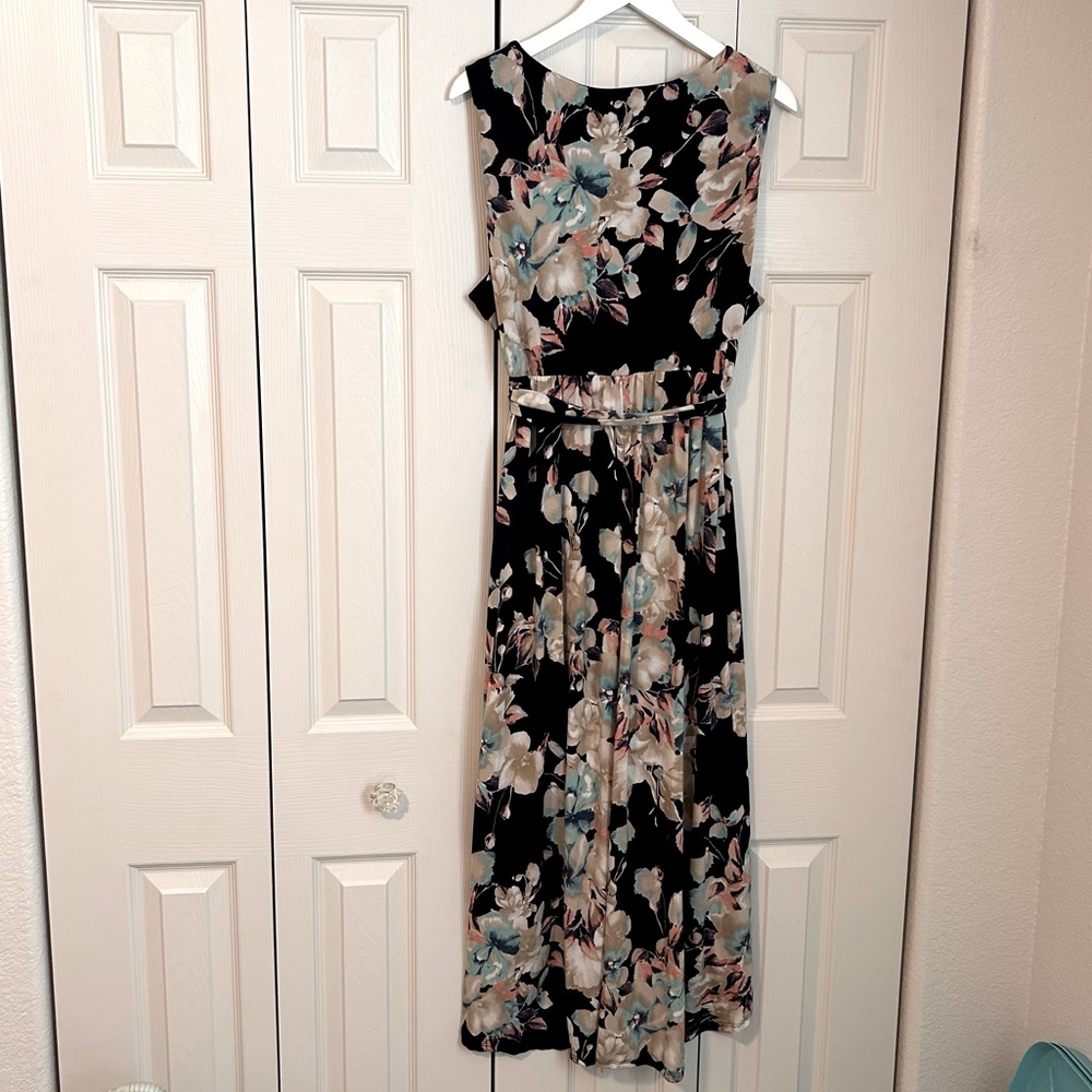 Vanilla Bay Floral Midi High Low Sleeveless Dress Tie Waist Wedding Vacation 3X